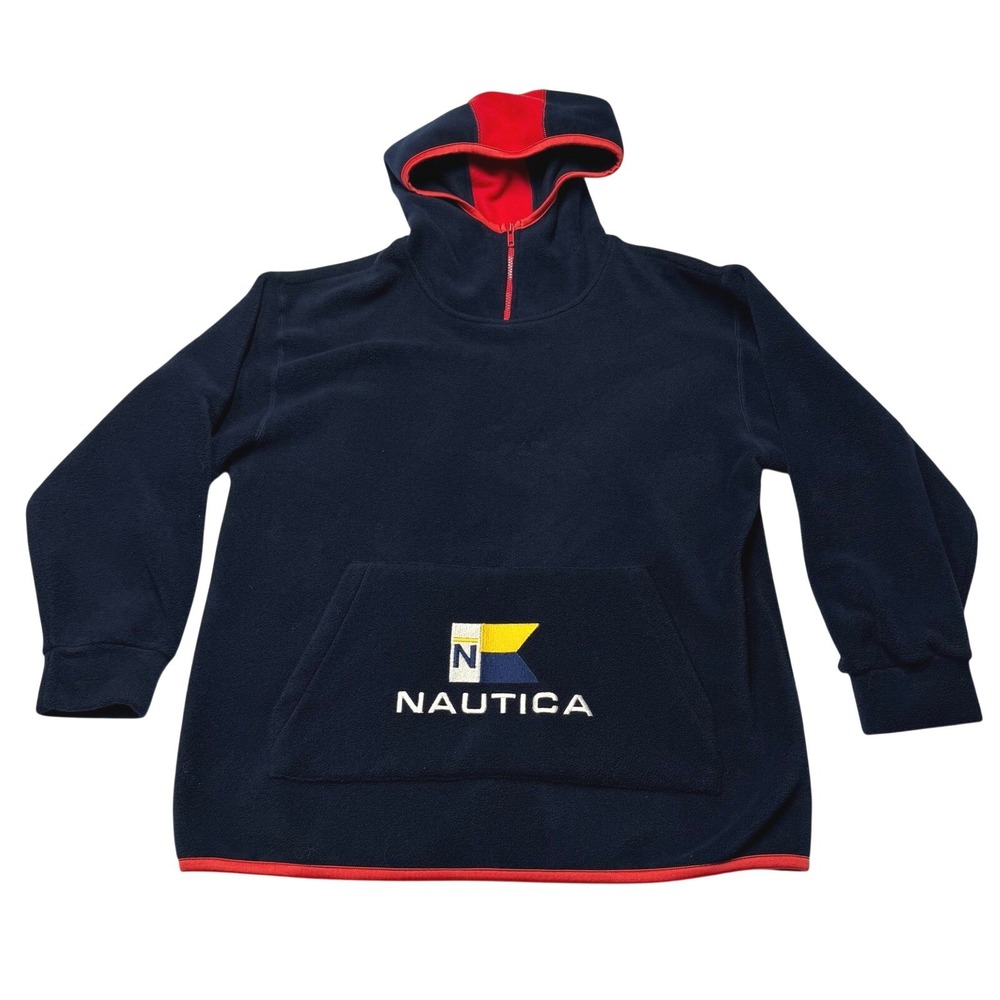 Nautica Fleece Pullover‎ 1/4 Zip Hoodie Boys XL/20 Preppy